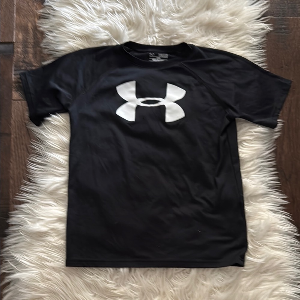 Under Armour Kid's Black and White Logo Tee
